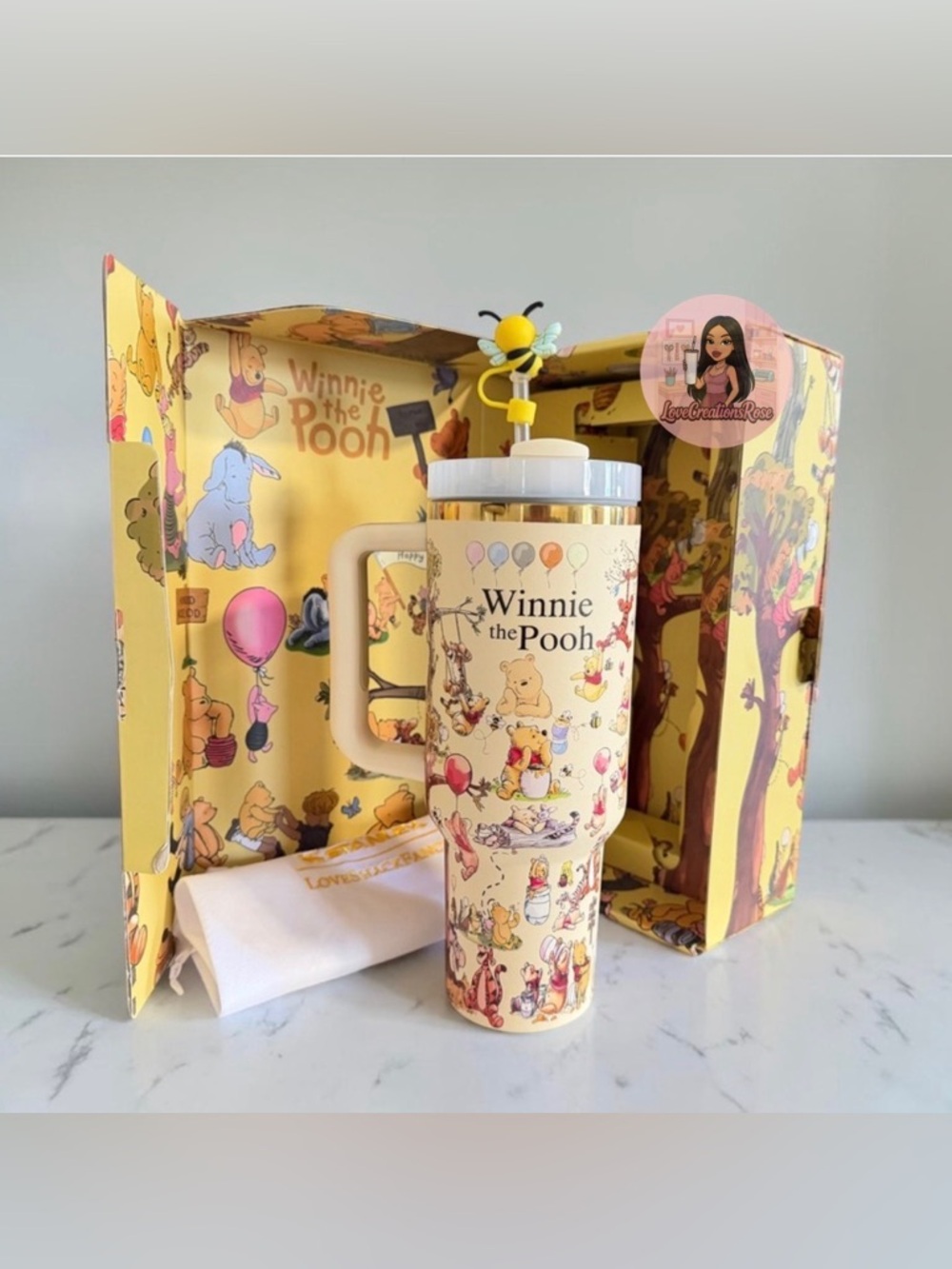 Stanley Winnie the Pooh Tumbler with Bee Topper - Picture 2 of 3